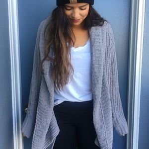COMFY COZY POCKETED CARDIGAN - GREY